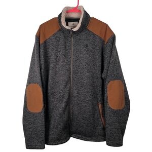 Legendary‎ Whitetails Fleece XL Gray Knit Full Zip Jacket Sweater Elbow Patches